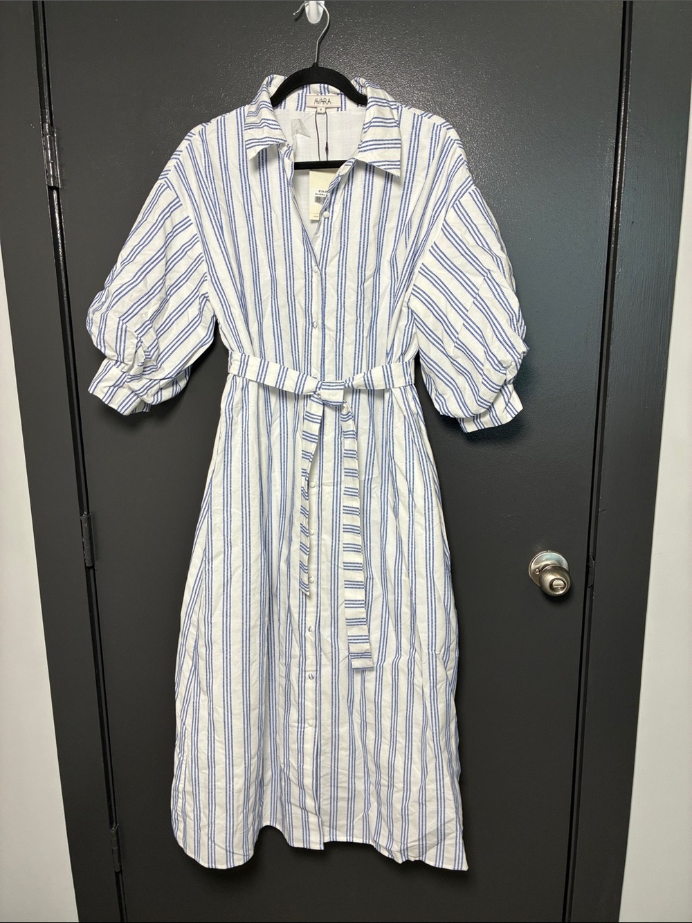 NWT Avara Summerlyn White Striped Midi Dress Sz S - Picture 4 of 9